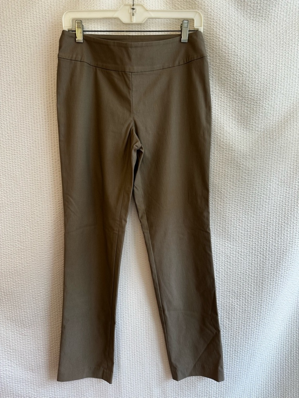 NIC+ZOE Taupe Pull On Stretch Straight Leg Career Pants Size 6 Petite Classic